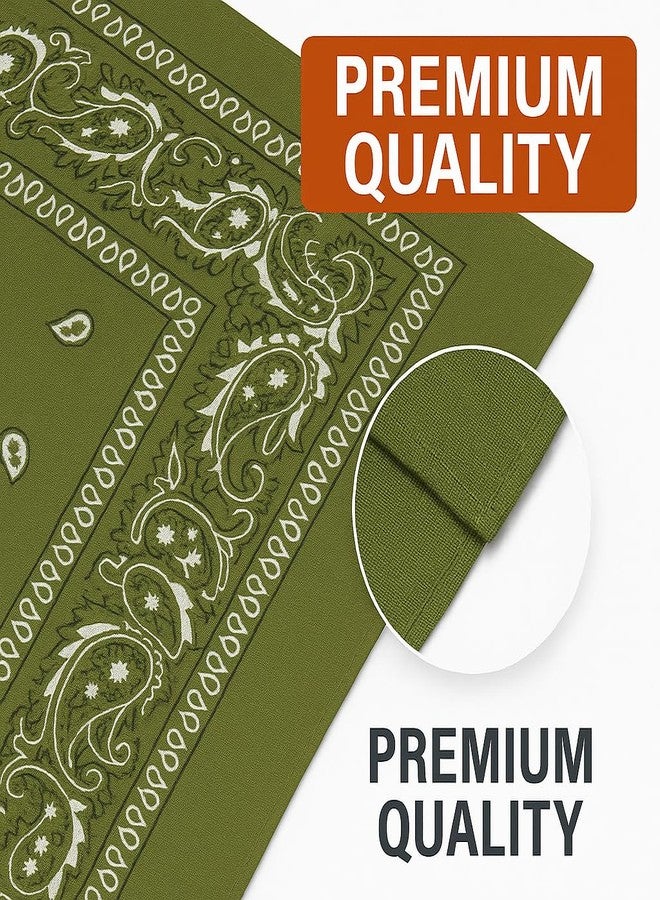 SUNRIBE Military Green Paisley Bandanas 3-Pack - 100% Cotton 21x21 Inch Classic Square Head Wrap, Face Cover, Neck Scarf, Wrist Wrap & Pocket Square | Unisex Accessories for Everyday & Outdoor Style - Image 5